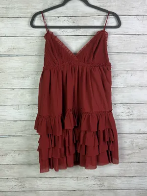 Lulus Asuka Rust Ruffled Tiered Mini Dress Size Small thumbnail 3