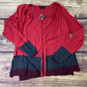 Vtg Attention Womens Red Color Block Light Weight Cardigan No Buttons Size XL thumbnail 6