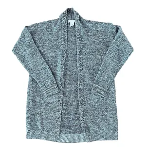 H&M Conscious Marled Black and White Knit Open Front Cardigan | S thumbnail 1
