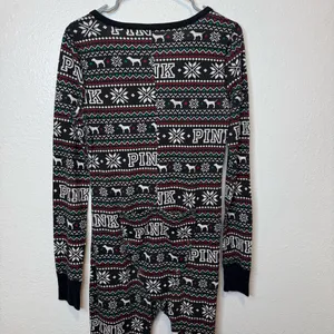 Pink by Victoria’s Secret Fair Isle Dog One Piece Pajamas Union Suit Size Medium thumbnail 9