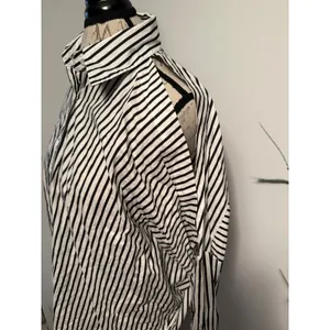 Striped Button Down Shirt Women's‎ Small Cut Out Shoulder Long Sleeve thumbnail 4