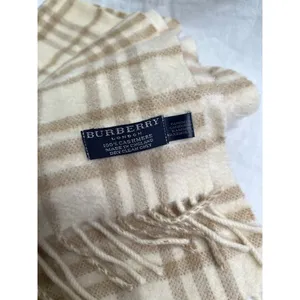 Burberry Novacheck Beige Cream Cashmere Knit Fringe Scarf thumbnail 3