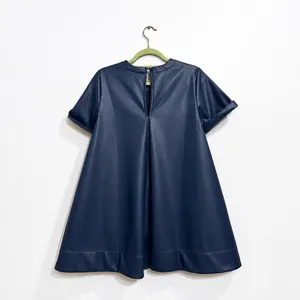 Maeve Emmy Navy Faux Leather A Line Mini Swing Dress XS NWT thumbnail 9