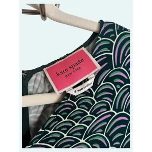 Kate Spade Long Puff Sleeve Maxi Dress Size 4 purple abstract pattern V neck thumbnail 4