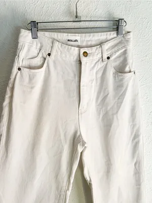 Rolla’s Eastcoast Crop Flare High Rise Salt Wash Sz 27 Off White thumbnail 4