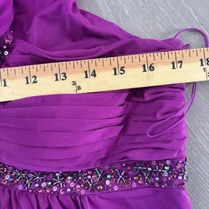 Adrianna Papell Boutique One Shoulder Formal Gown Sz 12‎ Purple Beaded thumbnail 7
