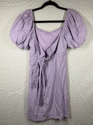 Altar’d State Light Purple Linen Blend‎ Puff Sleeve Dress thumbnail 5