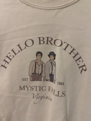 Gildan Vampire Diaries 'Hello Brother' Crewneck Salvatore Brothers sweatshirt S thumbnail 4