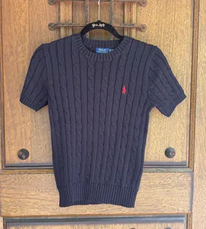 Polo by Ralph Lauren Navy Cable-Knit Short-Sleeve Sweater Size XS thumbnail 1