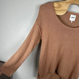 Aerie Oversized‎ Voop Knit Sweater Womens Medium Tan Cotton Blend Beachy Coverup thumbnail 3