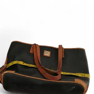 Dooney & Bourke Charleston Black Brown Leather Tote Satchel Shoulder Hand Bag Purse Vintage Measurement in pics thumbnail 5