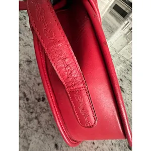 Vintage Burberrys Red Leather Shoulder Bag Crossbody Embossed Logo Crest Rare thumbnail 8