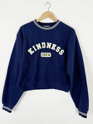 THE MAYFAIR GROUP kindness crewneck teddy fitted crewneck in blue thumbnail 4