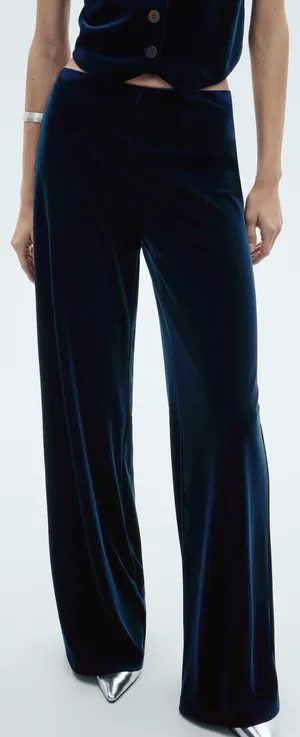 Mango Velvet Co-Ord Set Vest/Trouser "Midnight Navy" thumbnail 6