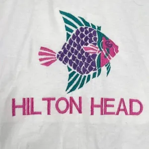 Vintage‎ 80s Hilton Head Single stitch Tropical Fish T-Shirt White Medium thumbnail 2
