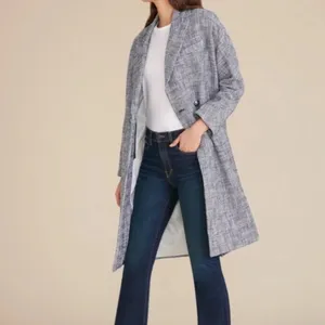Veronica‎ Beard Fiona Coat Women's Medium Blue Multi Plaid Long Wool Blend Fall thumbnail 2