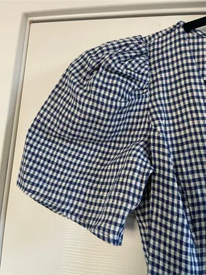 Women’s Reformation Newbury Gingham Print Button Front Linen Midi Dress Size 4 thumbnail 7
