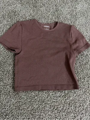 Wild Fable Small Mauve Pink Glitter Shimmer Ribbed Crop Tee Short Sleeve Gym thumbnail 6