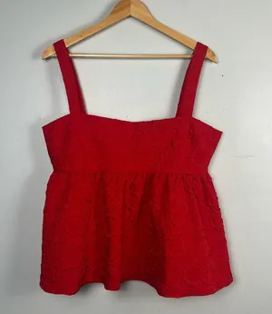 Amanda Uprichard Russo Top Ruby red size large babydoll tank top thumbnail 2