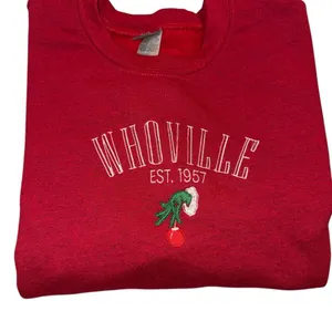 Red Whoville Grinch Sweatshirt size small thumbnail 1