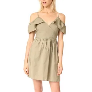 Madewell Khaki Olive Green Cold Shoulder Cotton Neutral Minimalist Sundress 4 thumbnail 5