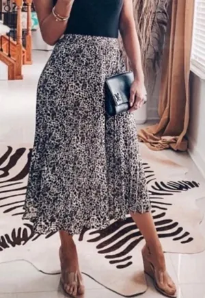 A New Day Leopard Print Pleated Midi Skirt XS Animal Print thumbnail 1