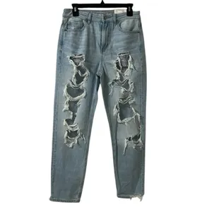 American Eagle Outfitters Mom Blue Mist Distressed Mom Jeans(Size 6Regular) thumbnail 4