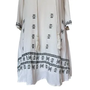 Lulus To the Sea Light Beige Embroidered Cold Shoulder Dress Womens Size Medium thumbnail 8