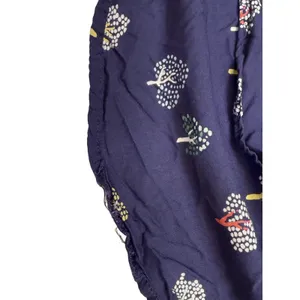 Anthropologie Maeve Fredericka Button Down Top Sz 2 Trees Navy thumbnail 3