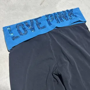 Victoria's Secret Low Rise Y2K Yoga Flare Leg Pants Logo Thick Band Leggings S HTF thumbnail 2