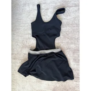 Aerie OFFLINE Black Tennis Dress Ribbed Bodysuit Built In Bra & Shorts Small thumbnail 4