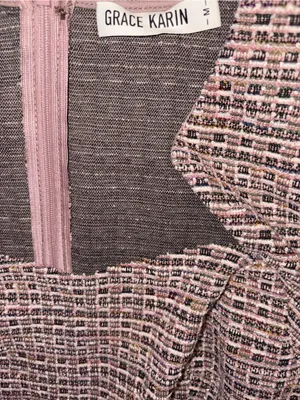 Grace Karin Pink Tweed Fit & Flare Dress thumbnail 3