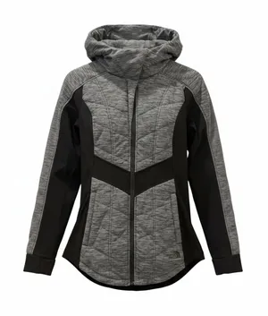 The North Face Womens Medium Gray Quilted Hybrid Softshell Fleece Hooded Jacket thumbnail 1