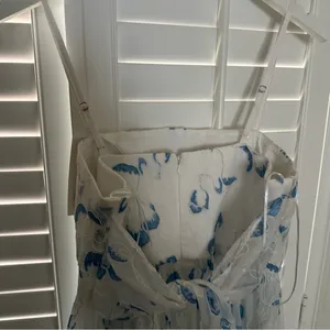 Likely Kia Dress 8 White Blue Organza Floral Flare Tie Back Bridal Bride thumbnail 13
