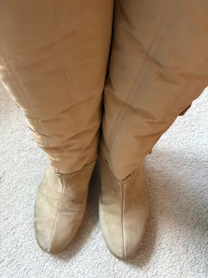 Vintage Hush Puppies tan women's winter boots suede crepe sherpa-lined size 8 thumbnail 2
