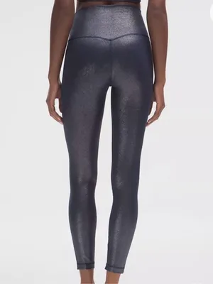 EUC Lululemon Align High-Rise Shimmer Leggings Luxe Shine Foil Navy Silver Sz. 4 thumbnail 2