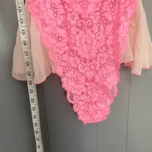 NEW Free People HAH Pink Rose Quartz Maid to Wear Fluttery Lace Bodysuit S thumbnail 4