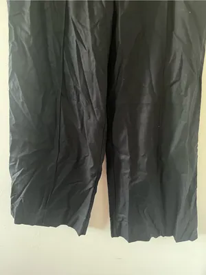 Loft Black Cotton Wide Leg Trouser Pants 12 Minimalist Capsule Office Coastal thumbnail 4