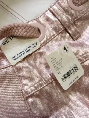 NWT We The Free People Moxie in Bubblegum Pink Metallic Barrel Jeans 27 thumbnail 10