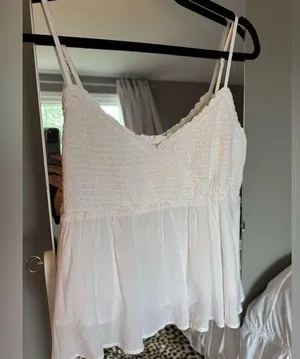 American Eagle Outfitters White Babydoll Tank Top thumbnail 1