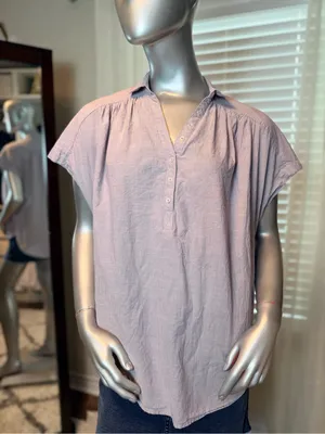 BDG Urban Outfitters Cotton Striped Popover Blouse Medium Lilac Striped Casual thumbnail 1
