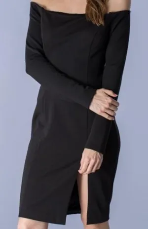 Do + Be Black Shoulder Cocktail Dress Cutout Back Medium LBD thumbnail 1