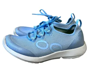Oofos OOmg Sport LS Shoes Womens Size 8 Lace Up Recovery Sneakers Blue White thumbnail 1