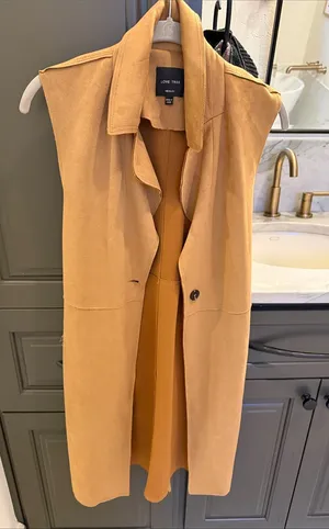 Love Tree Sleeveless Long Vest in Camel Tan thumbnail 1