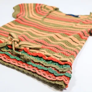 Polo Ralph Lauren Striped Pointelle Knit Sweater Tee Women S Crochet Multicolor thumbnail 5
