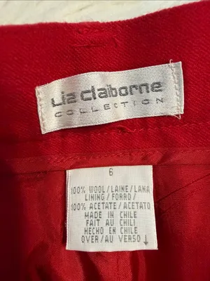 Liz Claiborne Red Women’s 100% Wool Dress Trousers - Classic Pleated Front thumbnail 4