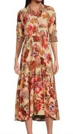 A‎ love a paisley print cream midi dress size medium thumbnail 1