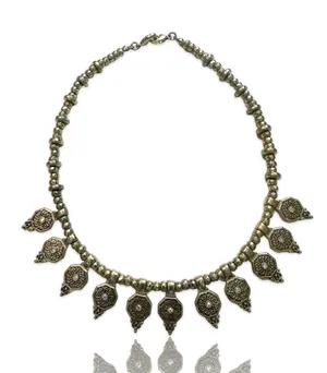 Vintage Gold and Bronze Ornate Drop Pendant Necklace - Vintage thumbnail 1