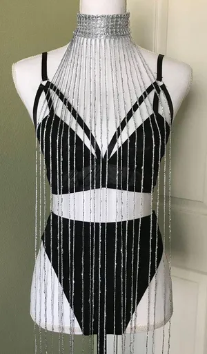 Handmade REIGN - Silver Sparkle Fringe Tassel Choker thumbnail 1
