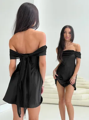 Princess Polly Adoration Mini Dress Black thumbnail 2